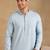 Men blue viscose rayon solid embroidered straight kurta
