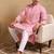 Men pink viscose rayon solid embroidered straight kurta
