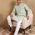 Men green viscose rayon solid embroidered straight kurta