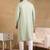 Men green viscose rayon solid embroidered straight kurta