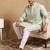 Men green viscose rayon solid embroidered straight kurta