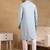 Men blue viscose rayon solid embroidered straight kurta