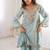 Skyblue h o fabric real mirror work co-ord set