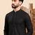 Mens black viscose rayon solid embroidered ethnic straight sequins kurta