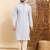 Mens blue viscose rayon solid embroidered ethnic straight chikankari kurta