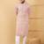 Men's peach viscose rayon striped embroidered straight chikankari kurta