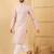 Men's peach viscose rayon striped embroidered straight chikankari kurta
