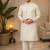 Off white color embroidery mirror work khadi cotton kurta payjama set