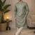 Olive color embroidery mirror work khadi cotton kurta payjama set