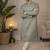 Olive color embroidery mirror work khadi cotton kurta payjama set