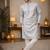 Grey color zari weaving jacquard kurta payjama set