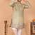 Beige color embroidery sequence work linen cotton kurta payjama set