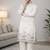 Off white color embroidery sequence work linen cotton kurta payjama set