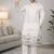 Off white color embroidery sequence work linen cotton kurta payjama set