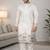 Off white color embroidery sequence work linen cotton kurta payjama set