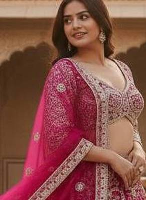 pink designer bridal lehenga 4