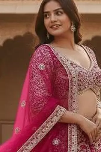 pink designer bridal lehenga
