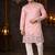 Pink color embroidery sequence work linen cotton kurta payjama set