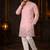 Pink color embroidery sequence work linen cotton kurta payjama set