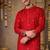 Red color embroidery sequence work linen cotton kurta payjama set