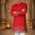 Red color embroidery sequence work linen cotton kurta payjama set