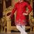 Red color embroidery sequence work linen cotton kurta payjama set