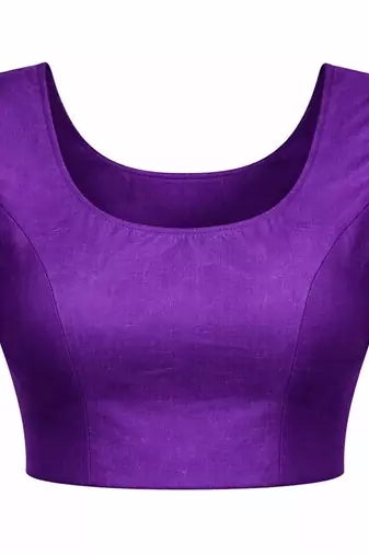 Purple silk blend banarasi saree with unstitched blouse piece