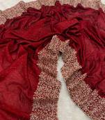 Maroon Color Silk Fabric  Zari Work And Stone Work Saree