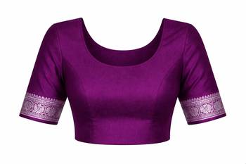 wine silk blend banarasi saree with unstitched blouse piece 6