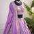 Lavender Mirror Thread & Zari Embroidered Chinon Silk Lehenga Choli with Dupatta