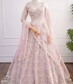 Baby Pink Dori & Beads Embroidered Net Lehenga Choli with Dupatta