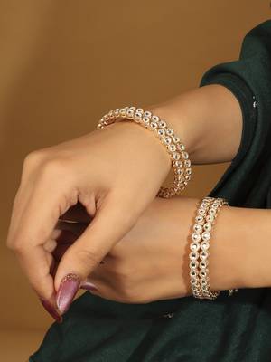 antique gold plated brown stone bangle set 5