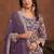 Purple georgette embroidery & sequins semi stitched suit size up to 42