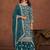 Teal blue georgette embroidery & sequins semi stitched suit size up to 42