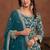 Teal blue georgette embroidery & sequins semi stitched suit size up to 42