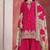 Rani pink chinnon embroidered work and printed dupatta free size stitch suit size up to 42