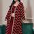 Maroon chinnon zari embroidery & sequins free size stitch suit size up to 42
