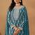 Teal blue georgette embroidery & sequins semi stitched suit size up to 42