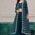 Blue chinnon zari embroidery & sequins free size stitch suit size up to 42