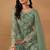 Turquoise net embroidery & sequins semi stitched suit size up to 42