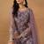 Purple net embroidery & sequins semi stitched suit size up to 42