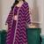 Purple chinnon zari embroidery & sequins free size stitch suit size up to 42