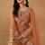 Peach net embroidery & sequins semi stitched suit size up to 42