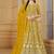 Mustard georgette embroidered & sequins semi stitched suit size up to 42