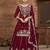 Maroon vichitra silk zari embroidery beads sequence work & floral printed free size stitch suit size up to 42