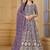 Purple georgette embroidered & sequins semi stitched suit size up to 42