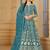 Teal blue georgette embroidered & sequins semi stitched suit size up to 42