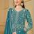 Teal blue georgette embroidered & sequins semi stitched suit size up to 42
