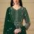 Green georgette embroidered & sequins semi stitched suit size up to 42