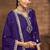 Purple chinnon zari embroidery & sequins free size stitch suit size up to 42